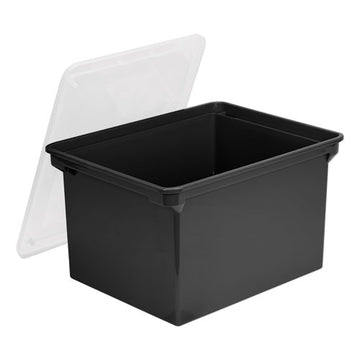 Storex Plastic File Tote, Letter-legal Files, 18.5" X 14.25" X 10.88", Black-clear freeshipping - TVN Wholesale